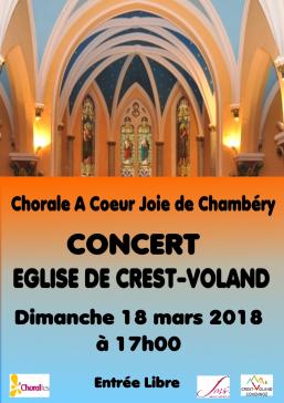 CONCERT EGLISE DE CREST-VOLAND LE DIMANCHE 18 MARS 2018